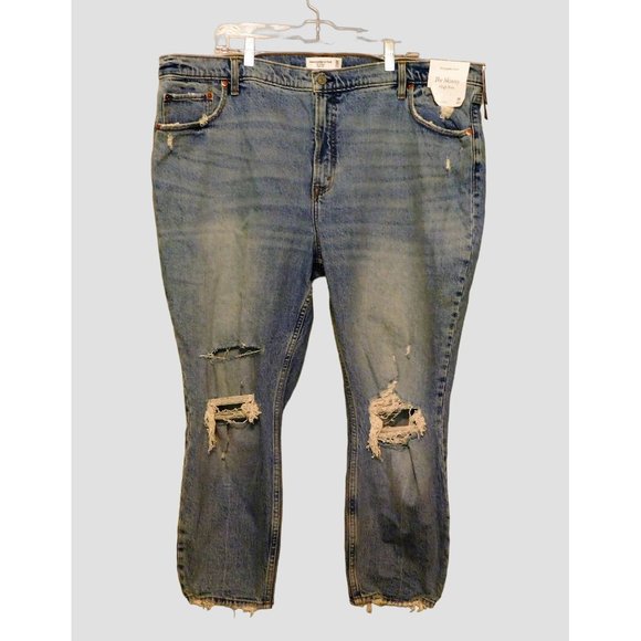 Abercrombie Fitch Jeans The Skinny 36 Short Blue Denim Destroyed Distressed NEW - Picture 12 of 12